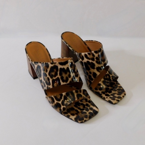 M. GEMI The Zola Camel Leopard Print Patent Leather Sandals Mules Shoes 38.5 8 - Picture 4 of 13